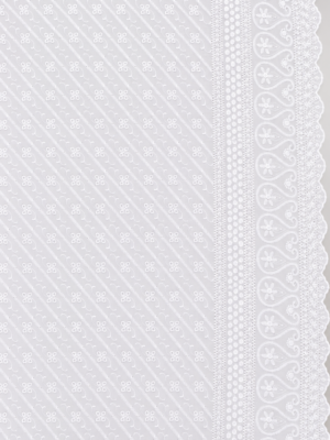 Blended Lucknawi embroidery fabric-White