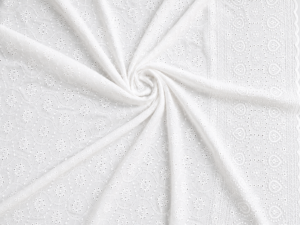 Blended Lucknawi embroidery fabric-White