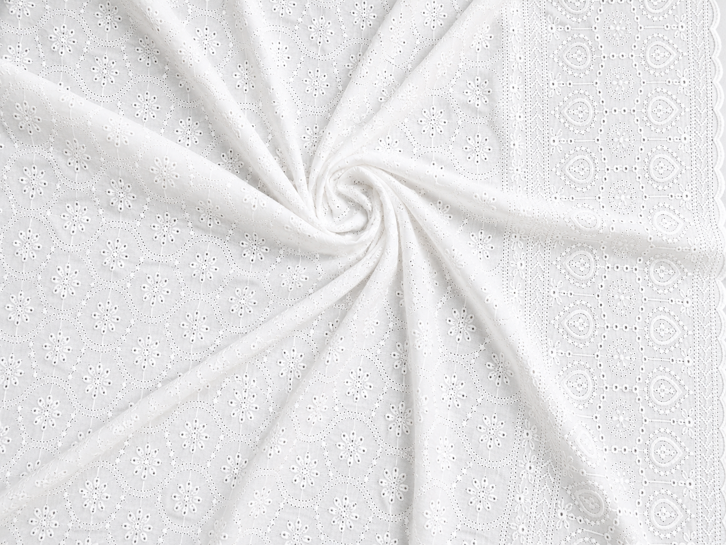 Blended Lucknawi Embroidery Fabric — White - Image 2