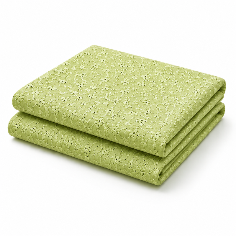 Cotton Pranjal Embroidered Fabric — Pastel Green