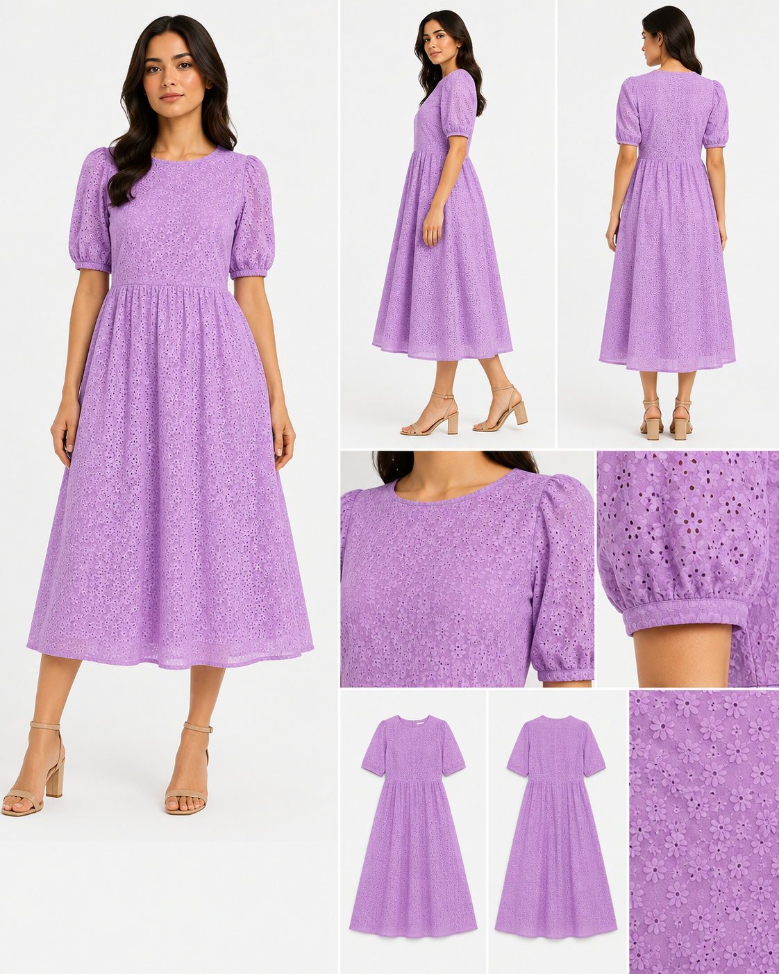 Cotton Pranjal Embroidered Fabric — Lavender - Image 3