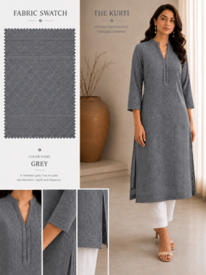 Premium Chikankari Georgette Fabric — Grey