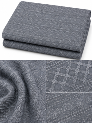 Premium Chikankari Georgette Fabric — Grey