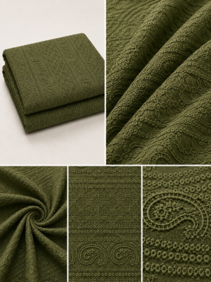 Premium Chikankari Georgette Fabric — Mehendi