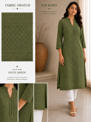 Premium Chikankari Georgette Fabric — Mehendi