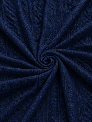 Premium Chikankari Georgette Fabric — Navy Blue