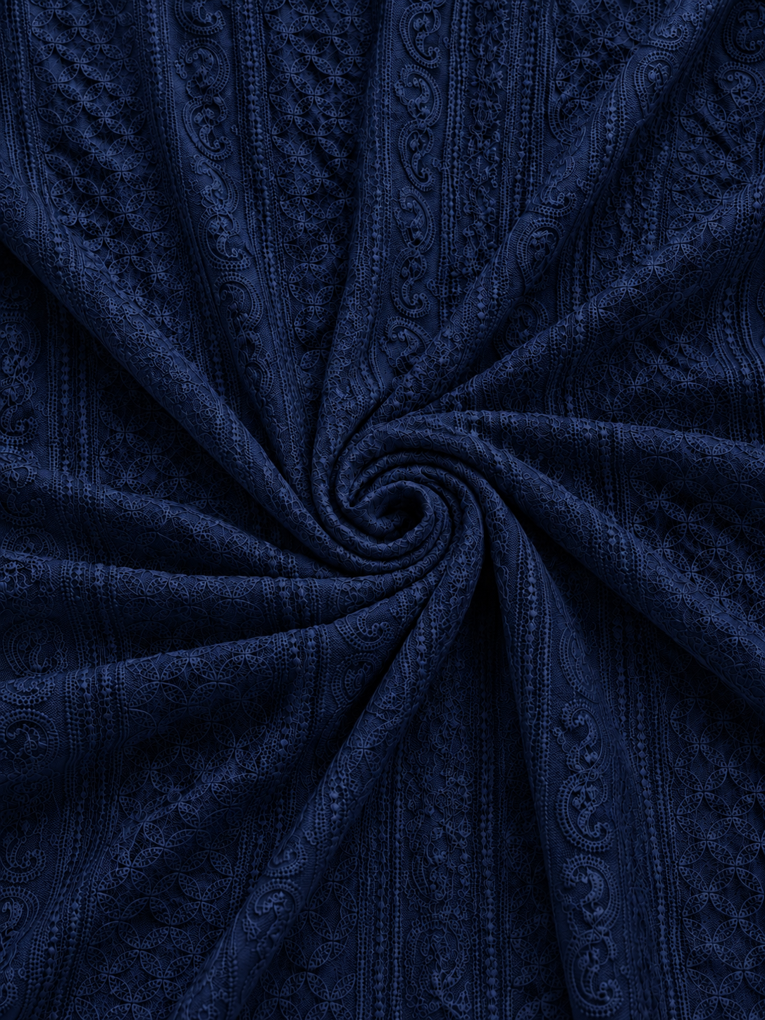 Premium Chikankari Georgette Fabric — Navy Blue - Image 3