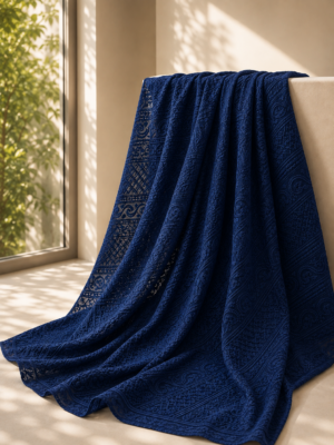 Premium Chikankari Georgette Fabric — Navy Blue