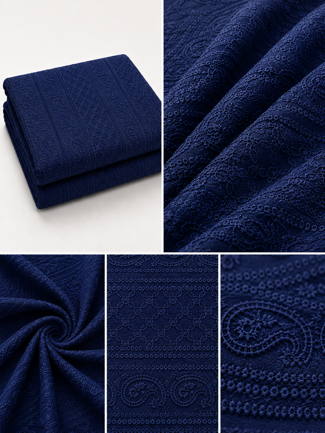 Premium Chikankari Georgette Fabric — Navy Blue - Image 5