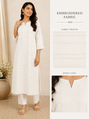 Premium Chikankari Georgette Fabric — Offwhite
