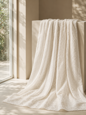 Premium Chikankari Georgette Fabric — Offwhite