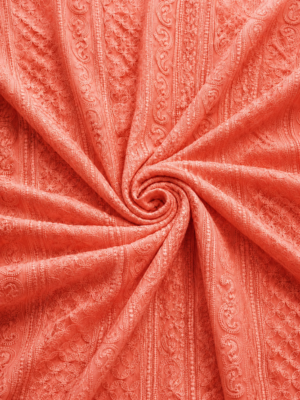 Premium Chikankari Georgette Fabric — Peach