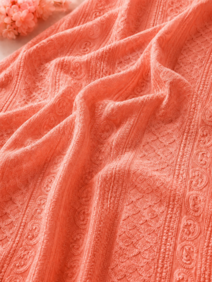 Premium Chikankari Georgette Fabric — Peach