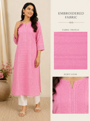 Premium Chikankari Georgette Fabric — Pink