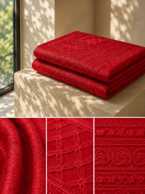 Premium Chikankari Georgette Fabric — Red