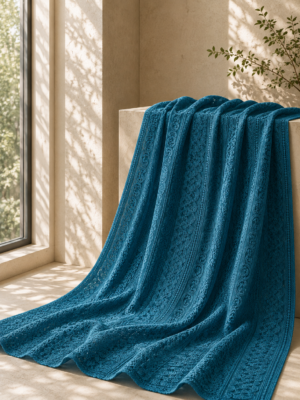 Premium Chikankari Georgette Fabric — Tealblue