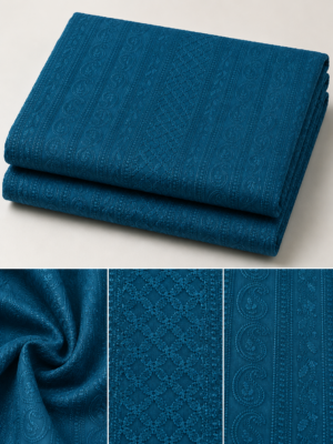 Premium Chikankari Georgette Fabric — Tealblue