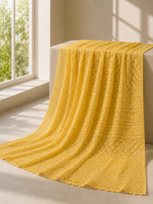 Premium Chikankari Georgette Fabric — Yellow