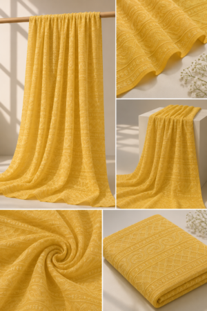 Premium Chikankari Georgette Fabric — Yellow