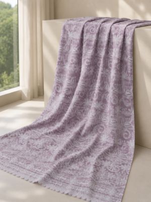 Cotton Lucknawi Embroidered Fabric — Lavender