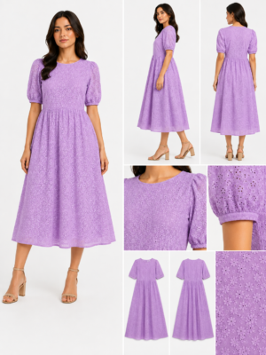 Cotton Pranjal Embroidered Fabric — LAVENDER