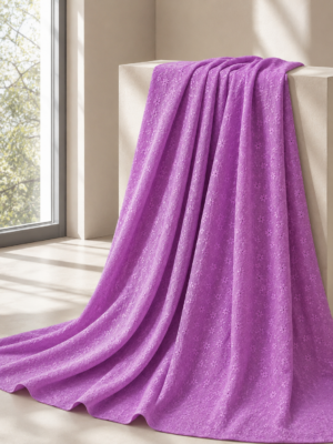 Cotton Pranjal Embroidered Fabric — LAVENDER