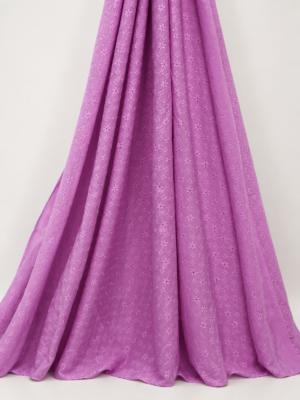 Cotton Pranjal Embroidered Fabric — LAVENDER