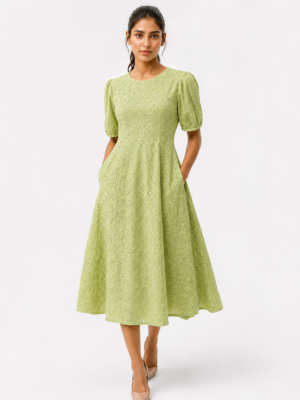Cotton Pranjal Embroidered Fabric — P GREEN