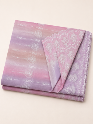 Cotton Mala Border Embroidered Fabric — PINK