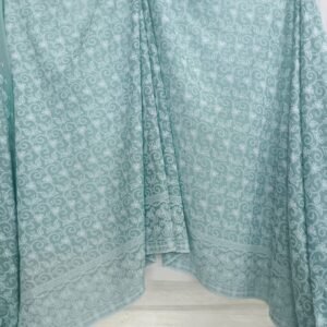 Cotton Lucknawi Embroidered Fabric — C GREEN