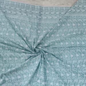 Cotton Lucknawi Embroidered Fabric — C GREEN