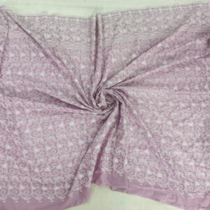 Cotton Lucknawi Embroidered Fabric — Lavender