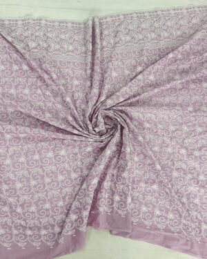 Cotton Lucknawi Embroidered Fabric — Lavender