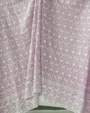 Cotton Lucknawi Embroidered Fabric — Lavender