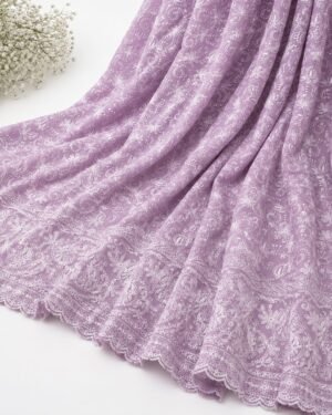Cotton Lucknawi Embroidered Fabric — Lavender