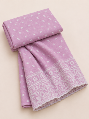 Elegance Embroidered Cotton Blend Schiffli Saree —  Pink