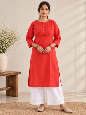 Women's Red Straight Kurti