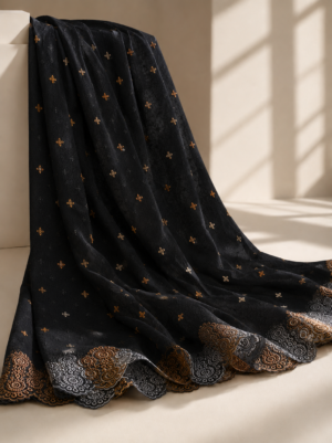 Cotton Ornament embroidery fabric-Black