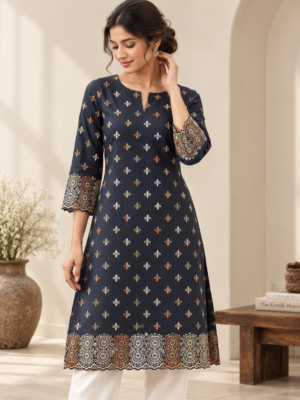Cotton Ornament embroidery fabric-Black