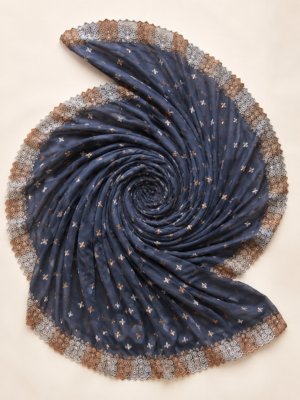 Cotton Ornament embroidery fabric-Black