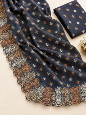 Cotton Ornament embroidery fabric-Black