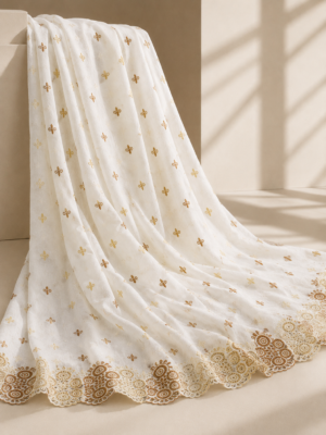 Cotton Ornament embroidery fabric-Cream