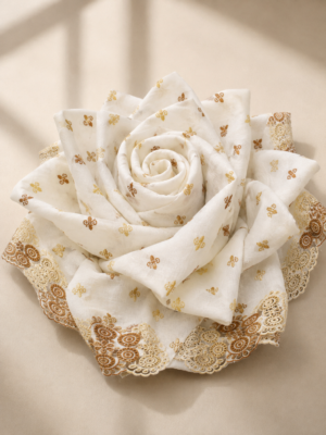Cotton Ornament embroidery fabric-Cream