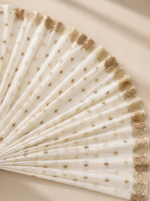 Cotton Ornament embroidery fabric-Cream
