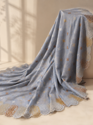 Cotton Ornament embroidery fabric-Grey