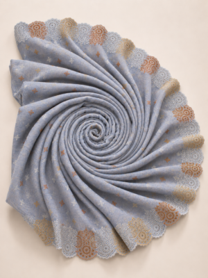 Cotton Ornament embroidery fabric-Grey