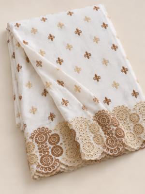 Cotton Ornament embroidery fabric-White
