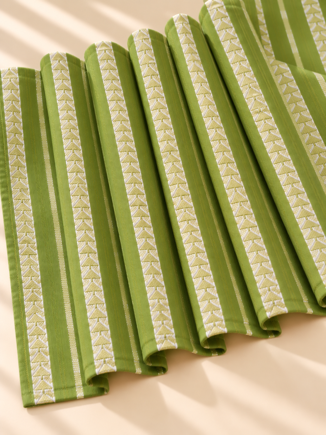 Mehandi Geometric Stripe Fabric - Image 3
