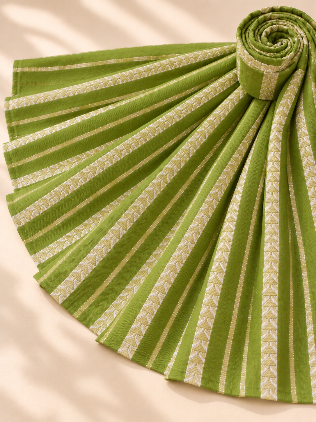 Mehandi Geometric Stripe Fabric - Image 2