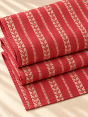 Tomato Geometric Stripe Fabric